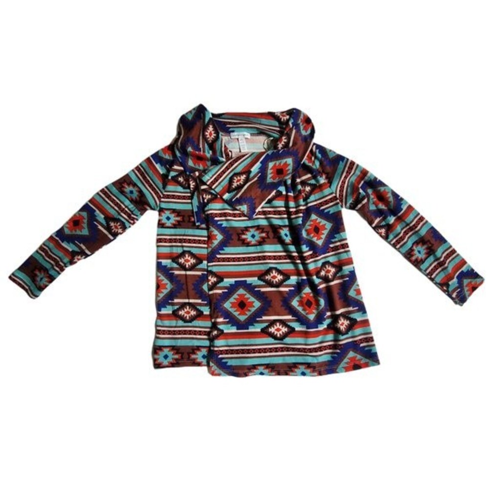 Ambiance Apparel aztec print open front cardigan sz M